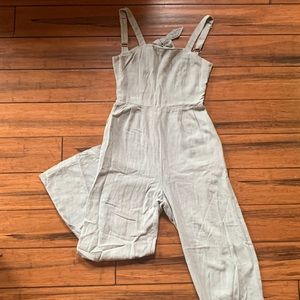 One ♥️ Clothing robin’s egg blue linen jumpsuit with pockets XS